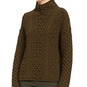 THEORY Felted Wool-cashmere Mixed-knit Sweater in Military Green